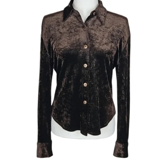 Vintage Corrida Paris Subtle Sparkle Long Sleeve Shirt in Dark Brown, 2 - Picture 8 of 8